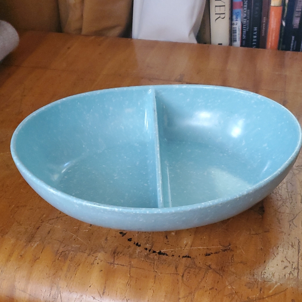 SOLD Divided Blue Serving Bowl